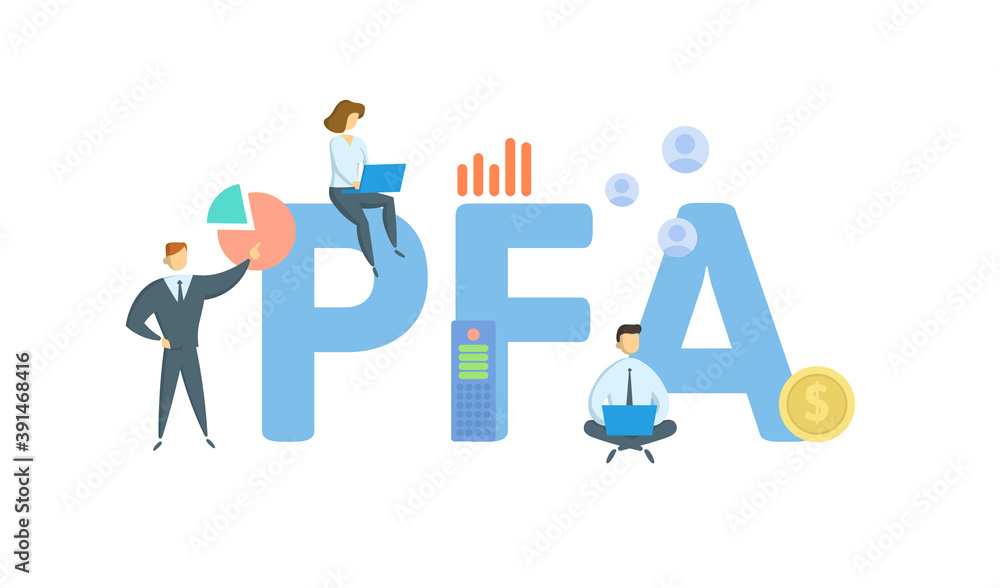 PFA, Please Find Attached. Concept with keywords, people and icons. Flat vector illustration. Isolated on white background. PFA, Please Find Attached. Concept with keywords, people and icons. Flat vector illustration. Isolated on white background.