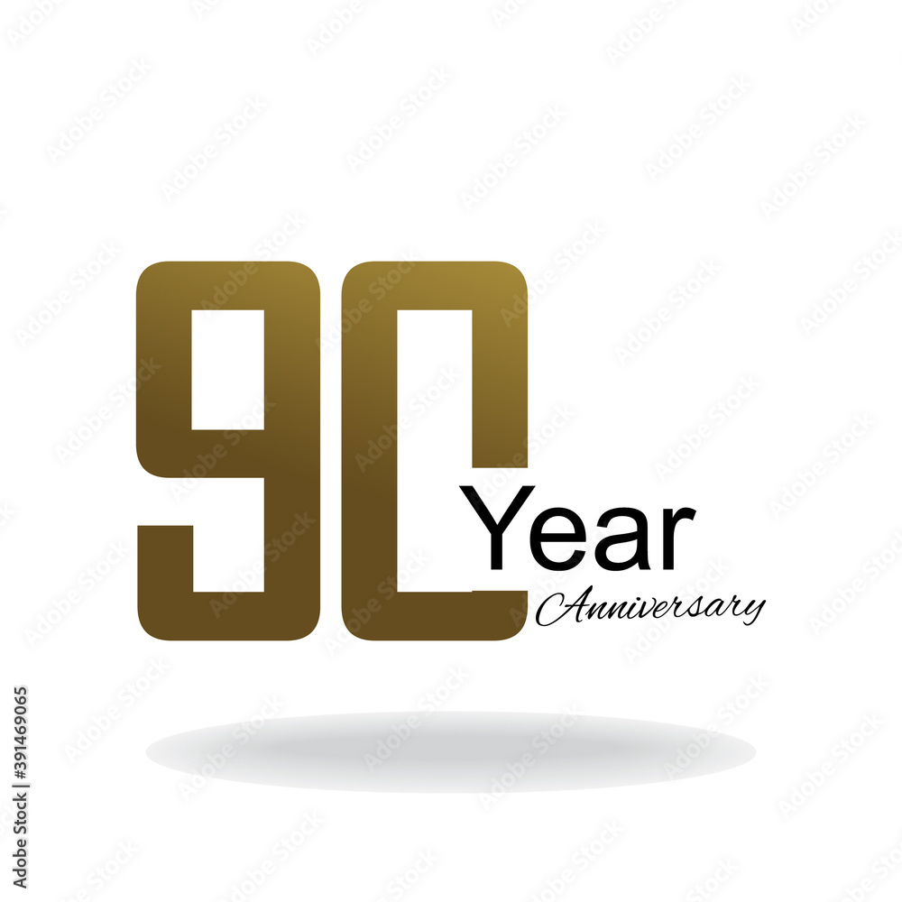 Fototapeta premium 90 Year Anniversary Vector Template Design Illustration Gold Elegant White Background