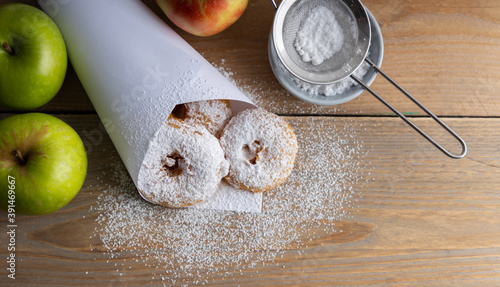 Bild auf Leinwand Homemade apple fritters made with organic ingredients