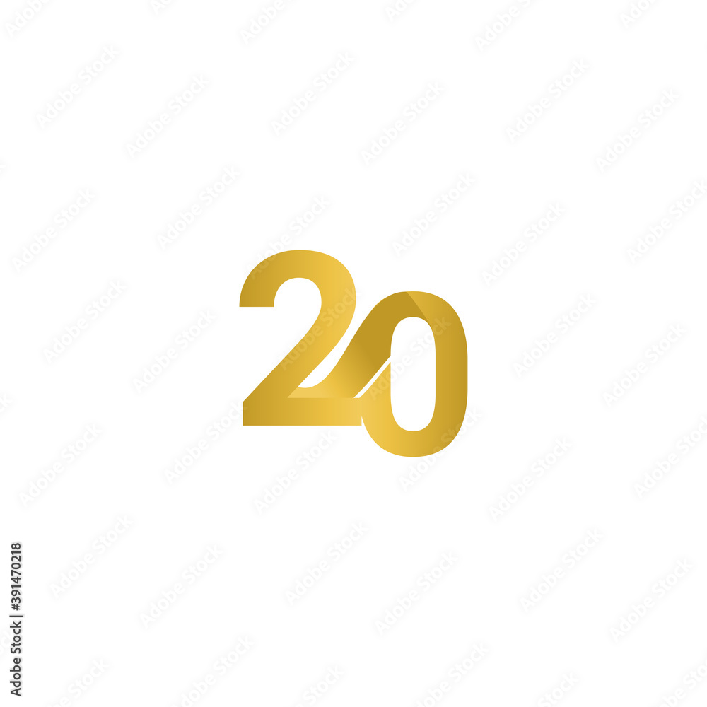 20 Years Anniversary Celebration Gold Line Vector Template Design Illustration 20 Years Anniversary Celebration Gold Line Vector Template Design Illustration