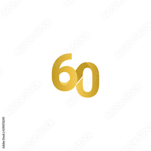 60 Years Anniversary Celebration Gold Line Vector Template Design Illustration