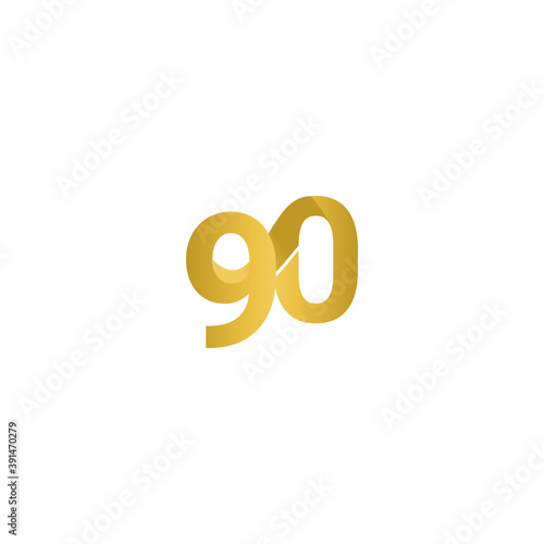 90 Years Anniversary Celebration Gold Line Vector Template Design Illustration