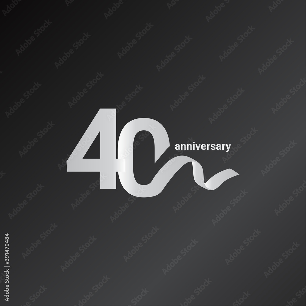 40 Years Anniversary Celebration White Ribbon Vector Template Design Illustration 40 Years Anniversary Celebration White Ribbon Vector Template Design Illustration