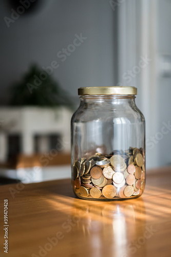 Coins half full crystal pot