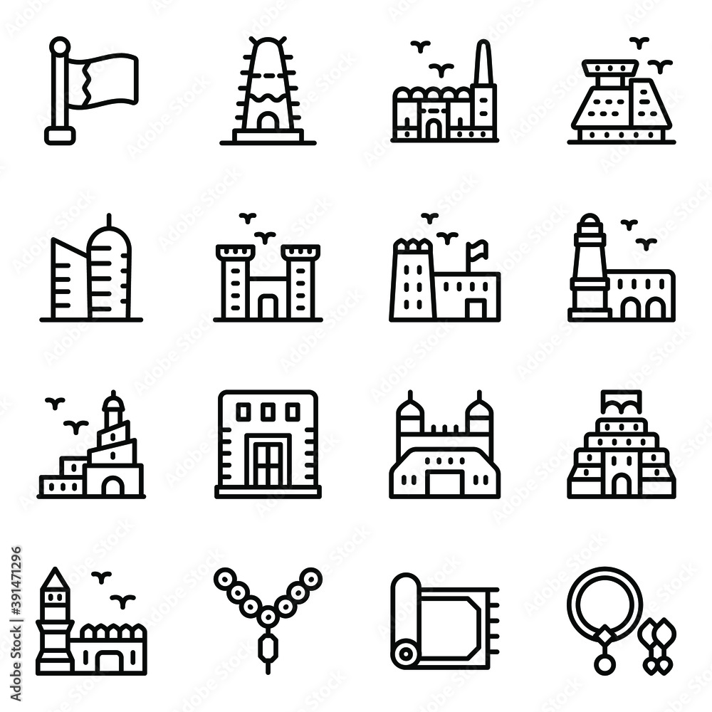 Qatar Landmarks Solid Icons Pack
