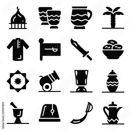 
Saudi Religion Icons in Modern Filled Style Pack 

