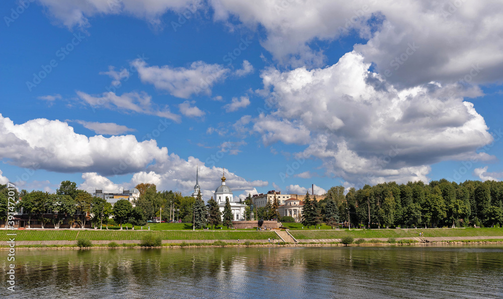 Fototapeta premium Tver. Tver region. Walk along the Volga. Views of the old Volga bridge