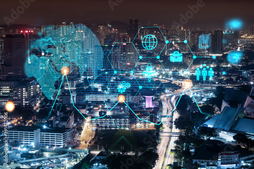 Photography Research and technological development glowing icons