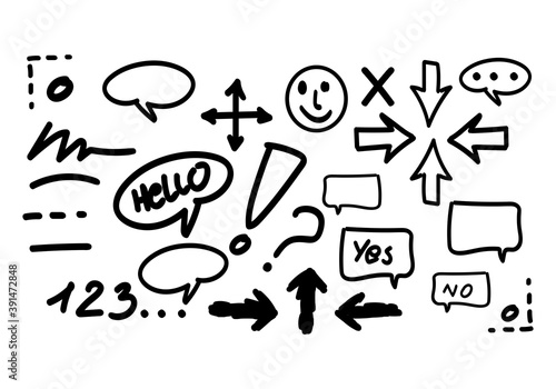Hand drawn doodle set. Vector illustration