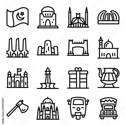
Pakistani Culture Icons in Solid Style Pack 
