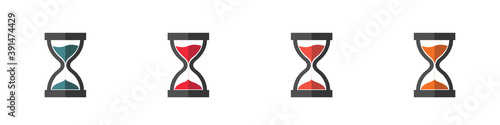 Hourglass, Sandglass Icon Set - Different Vector Illustrations - Isolated On White Background