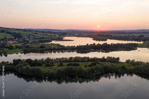 Drone panorama over lake and landscape in Germany © wlad074