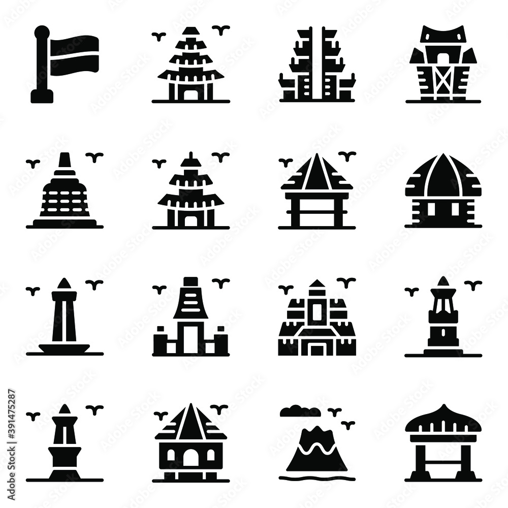 
Indonesian Culture Glyph Icons Set 
