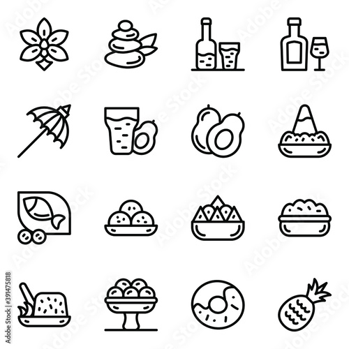 
Indonesian Culture and Cuisines Glyph Icons Set 
