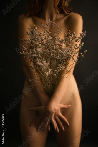 Nude body and exotic plant