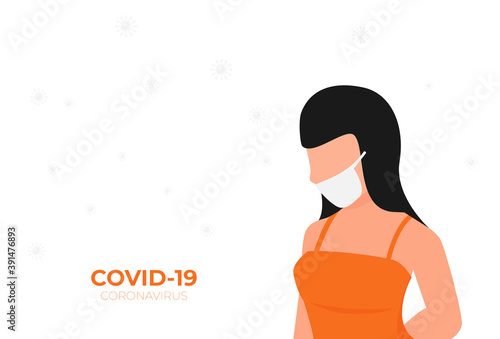 Man wearing protective Medical mask for prevent virus Wuhan Covid-19, Template Banner Design, Flat Design Graphic, vector