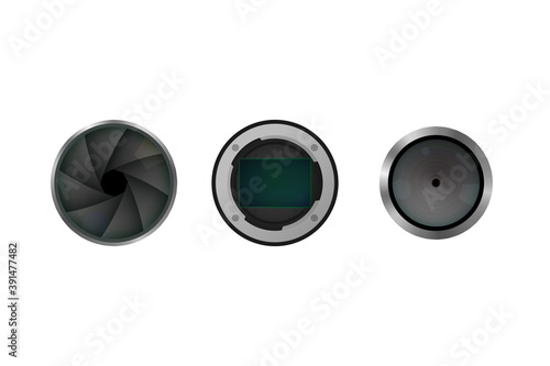 Image sensor, shutter and lens.