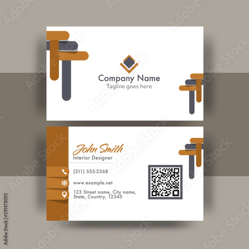Front And Back View Of Visiting Card Design For Interior Designer.
