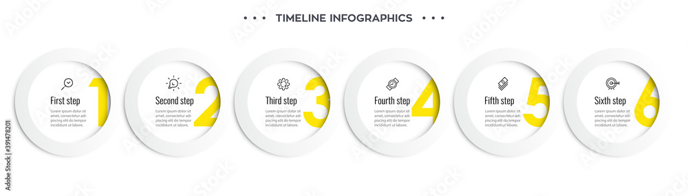Vector Infographic design template with icons and 6 options or steps ...