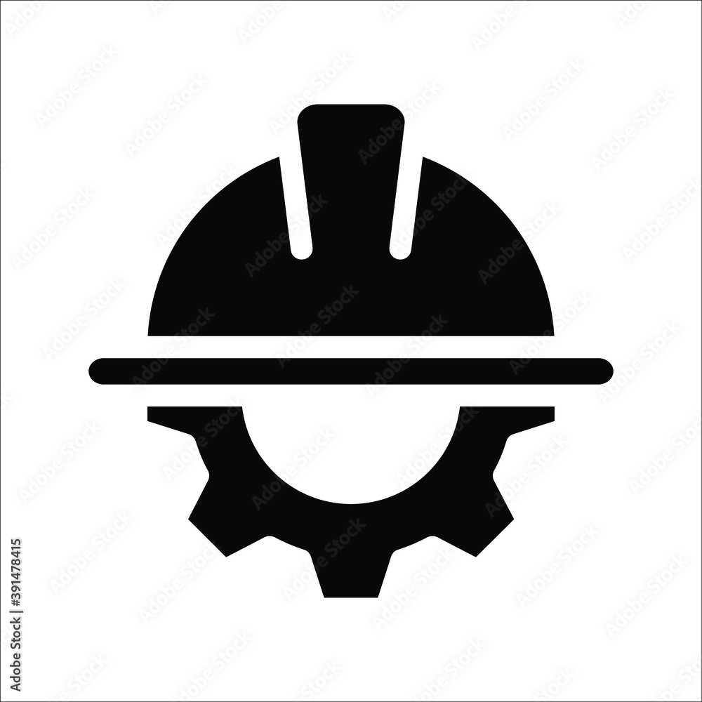 Engineer vector in gear & helmet icon Engineer vector in gear & helmet icon