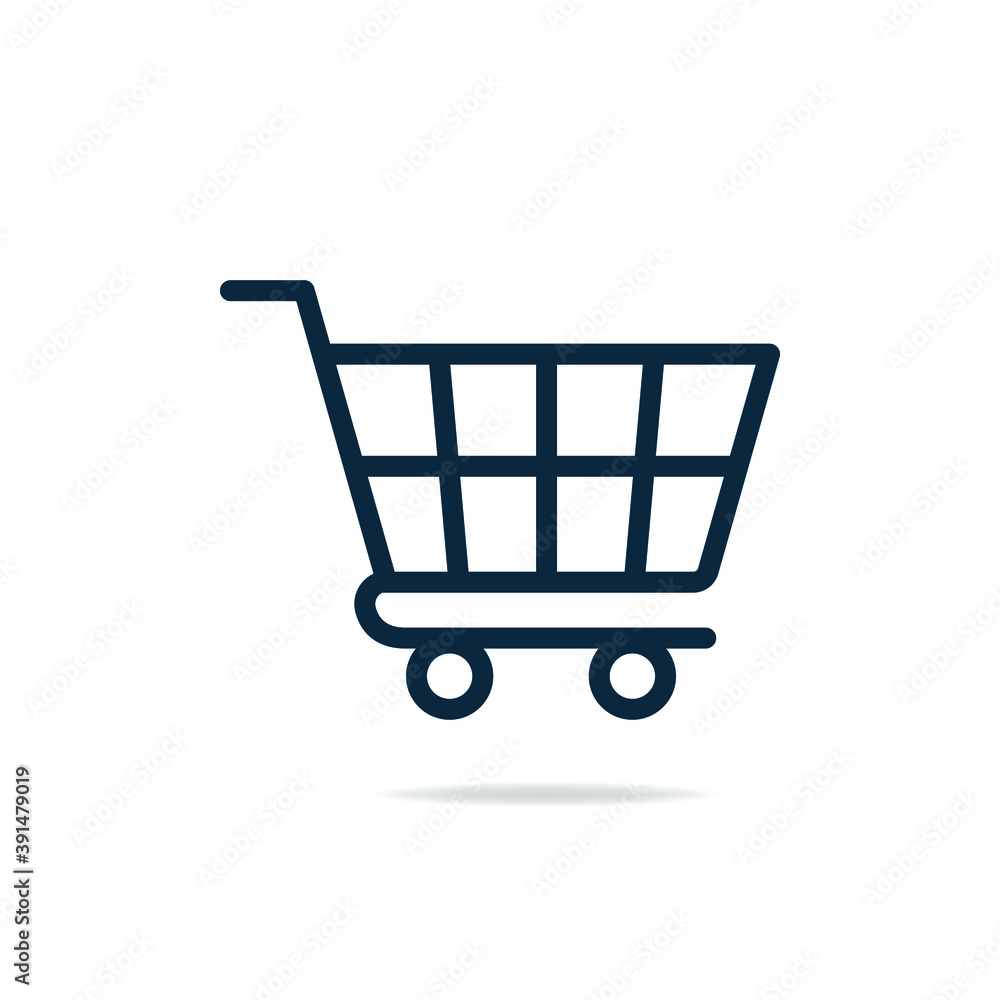Shopping cart icon design isolated on white background. Vector illustration
