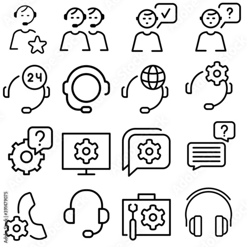 Technical support vector icon set. operator illustration sign collection. online symbol.