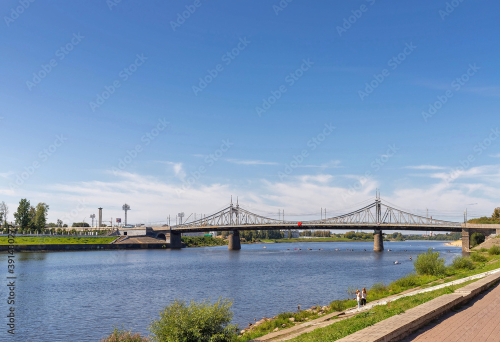 Fototapeta premium Tver. Tver region. Walk along the Volga. Views of the old Volga bridge