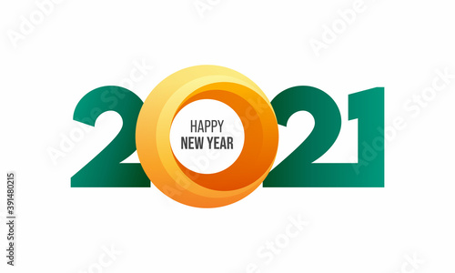 2021 Happy New Year Text On White Background.