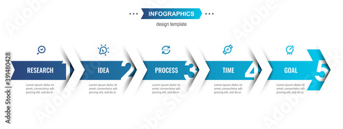 Vector Infographic design template with icons and 5 options or steps. Can be used for process diagram, presentations, workflow layout, banner, flow chart, info graph.