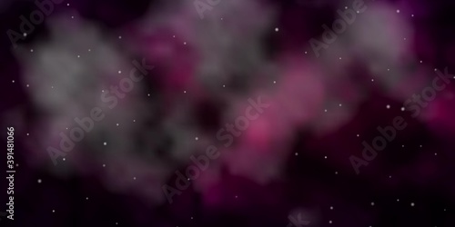 Fototapeta Naklejka Na Ścianę i Meble -  Dark Purple vector layout with bright stars.