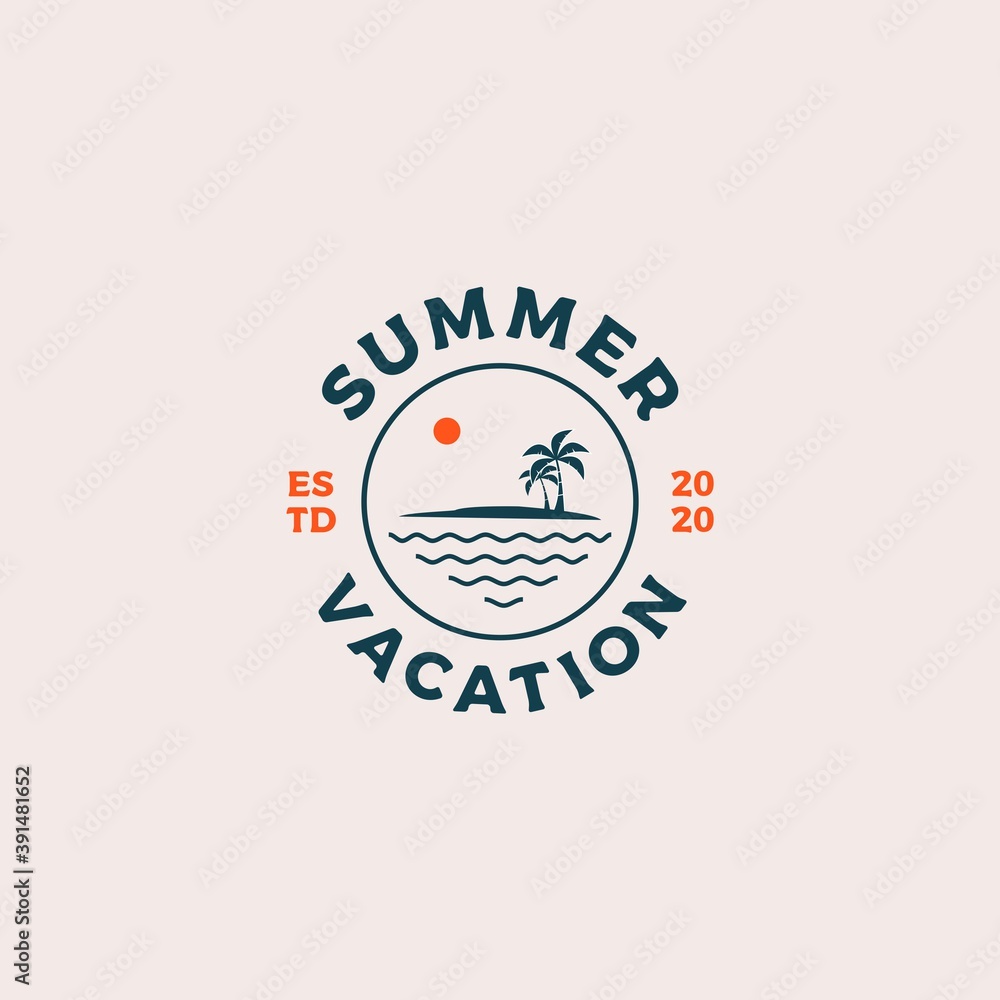 Obraz premium Summer vacation logo design vector illustration