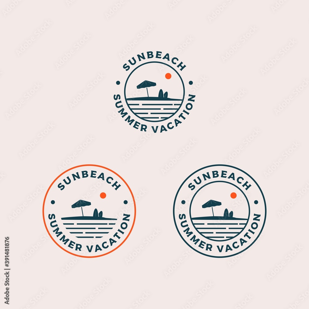 Sun beach logo design vector illustration Sun beach logo design vector illustration