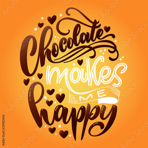Chocolate hand lettering quote. Colorful Christmas winter word composition. Vector design elements for t-shirt, bag, poster, card, sticker and menu