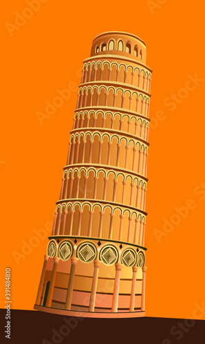 High quality, detailed most famous World landmark. Leaning Tower of Pisa, Italy, Europe. Travel vector