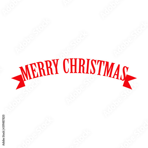 Periodo navideño. Logotipo con tipografía Merry Christmas como cinta en color rojo