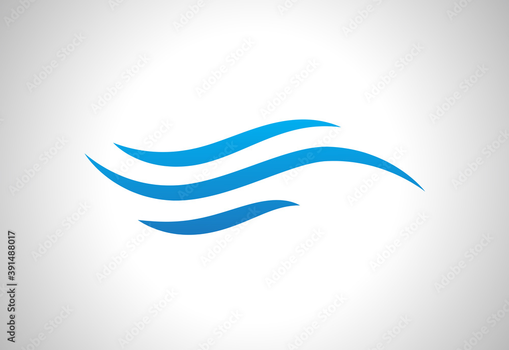 Water wave icon isolated on white background. Flat water wave icon for water logo design and icon template. Water wave vector	