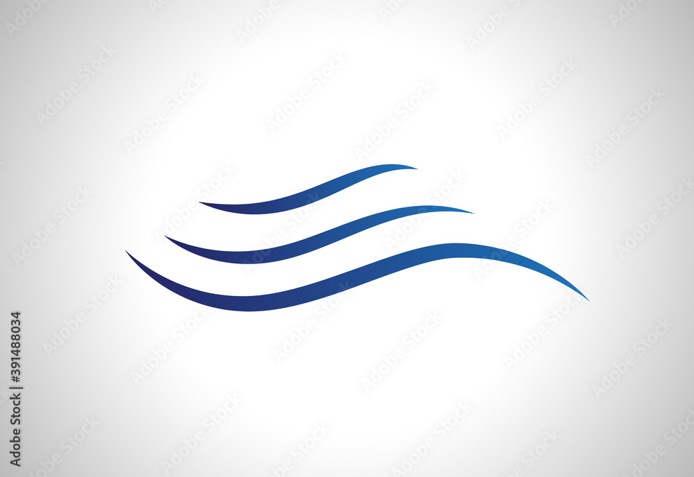 Obraz premium Water wave icon isolated on white background. Flat water wave icon for water logo design and icon template. Water wave vector 