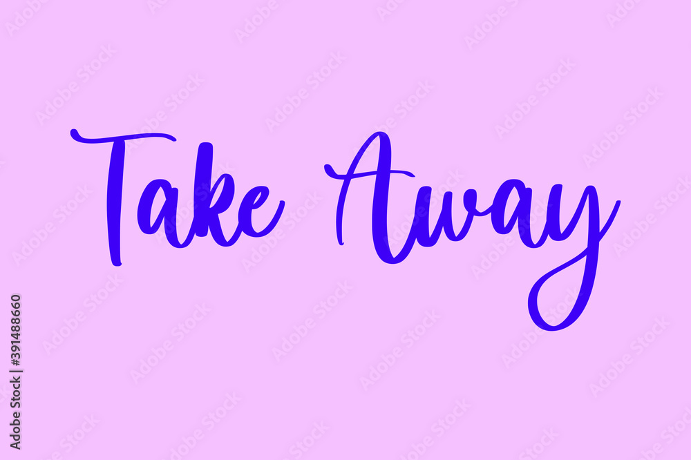Take Away Typography Purple Color Text On  Light Pink Background 