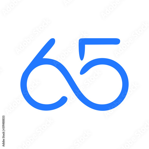 65 Number Logo Design Illustration