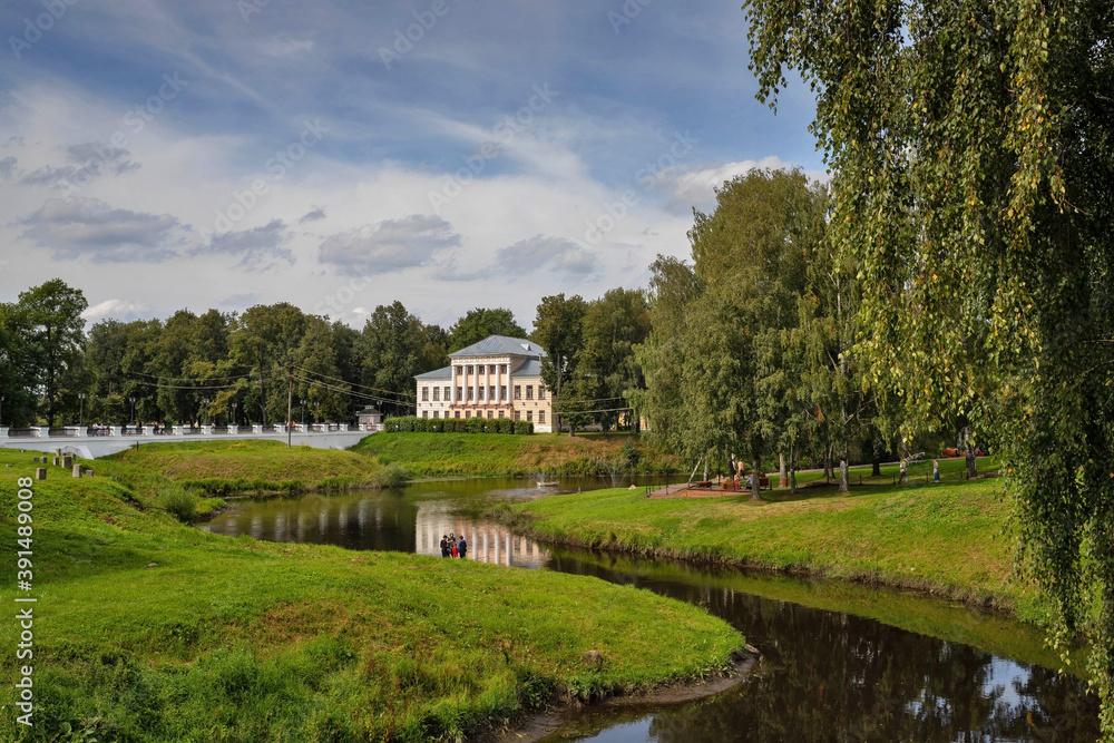 Uglich Kremlin. View of the historic building of the city Council from the S-shaped brook Stone. Uglich Kremlin. View of the historic building of the city Council from the S-shaped brook Stone.