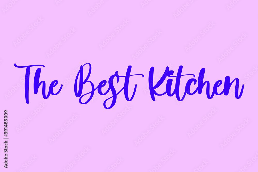 The Best Kitchen Typography Purple Color Text On  Light Pink Background 