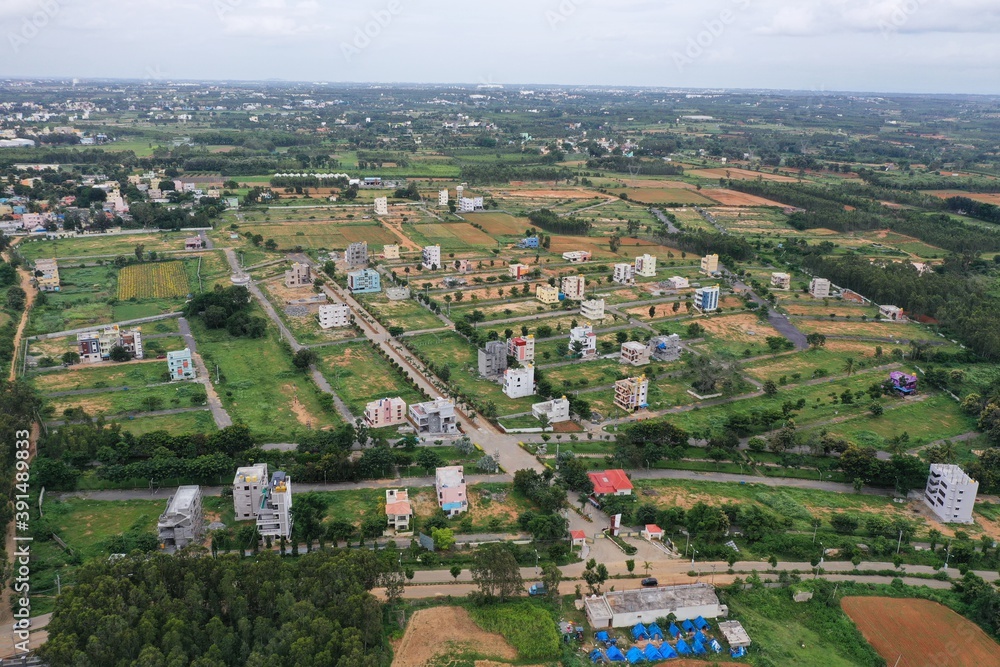 Bird view of suburban Bengaluru