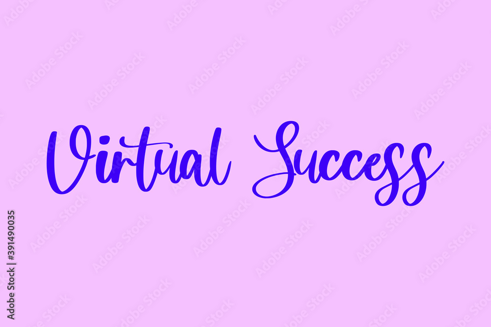 Virtual Success Typography Purple Color Text On  Light Pink Background 