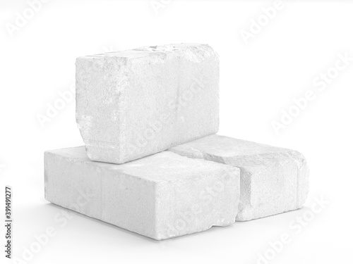 Tree White bricks, Product display with copy space, Concrete display for advertise product on website, 3D rendering © suchywilk