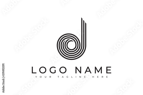 letter d logo with roll striped style concept vector design, for your brand identity