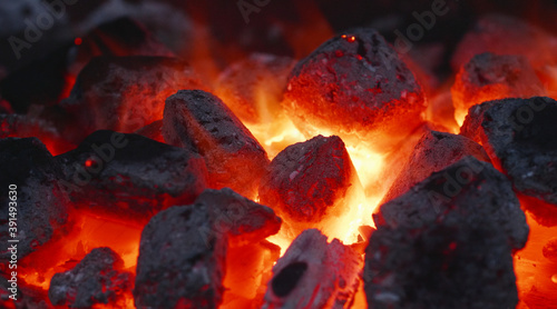 Foto ember, glowing coal, fire, briquette