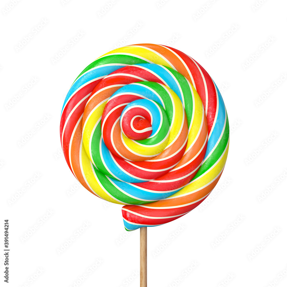 Lollipop swirled color isolated on a white background, 3D render Lollipop swirled color isolated on a white background, 3D render