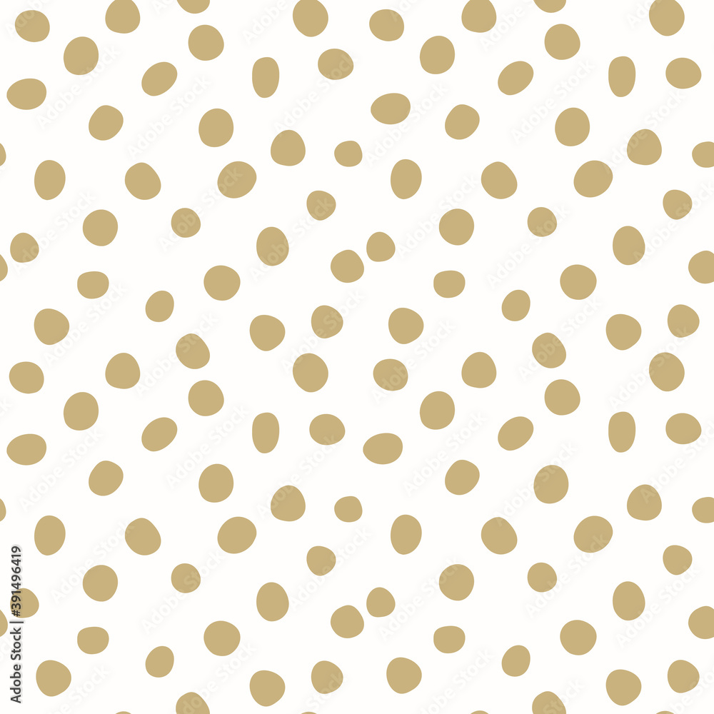 Cute modern hand drawn gold polka dots vector seamless pattern on white background. Great for fabric, textile, scrapbooking and wallpaper. Surface pattern design. Cute modern hand drawn gold polka dots vector seamless pattern on white background. Great for fabric, textile, scrapbooking and wallpaper. Surface pattern design.
