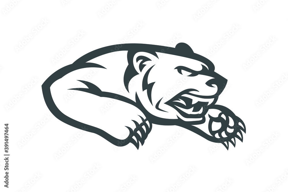 Fototapeta premium Angry agressive bear sports logo mascot. Modern vector concept