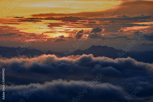 Obraz na płótnie clouds over the Doi Inthanon mountain, Chiang Mai Thailand. The highest peak of Thailand w salonie